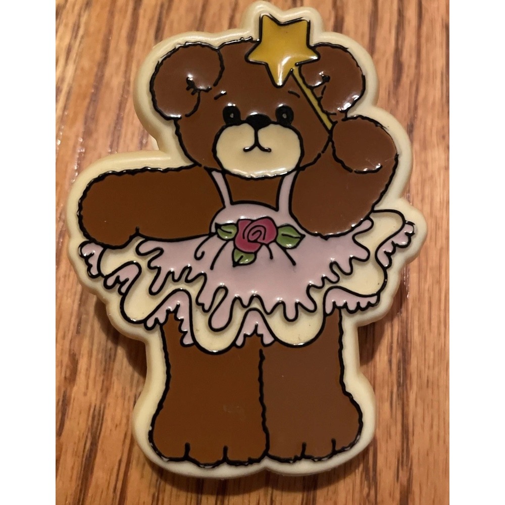 Lucy Rigg Ballet Bear Refrigerator Magnet With Clip Vintage Plastic Enesco 1991